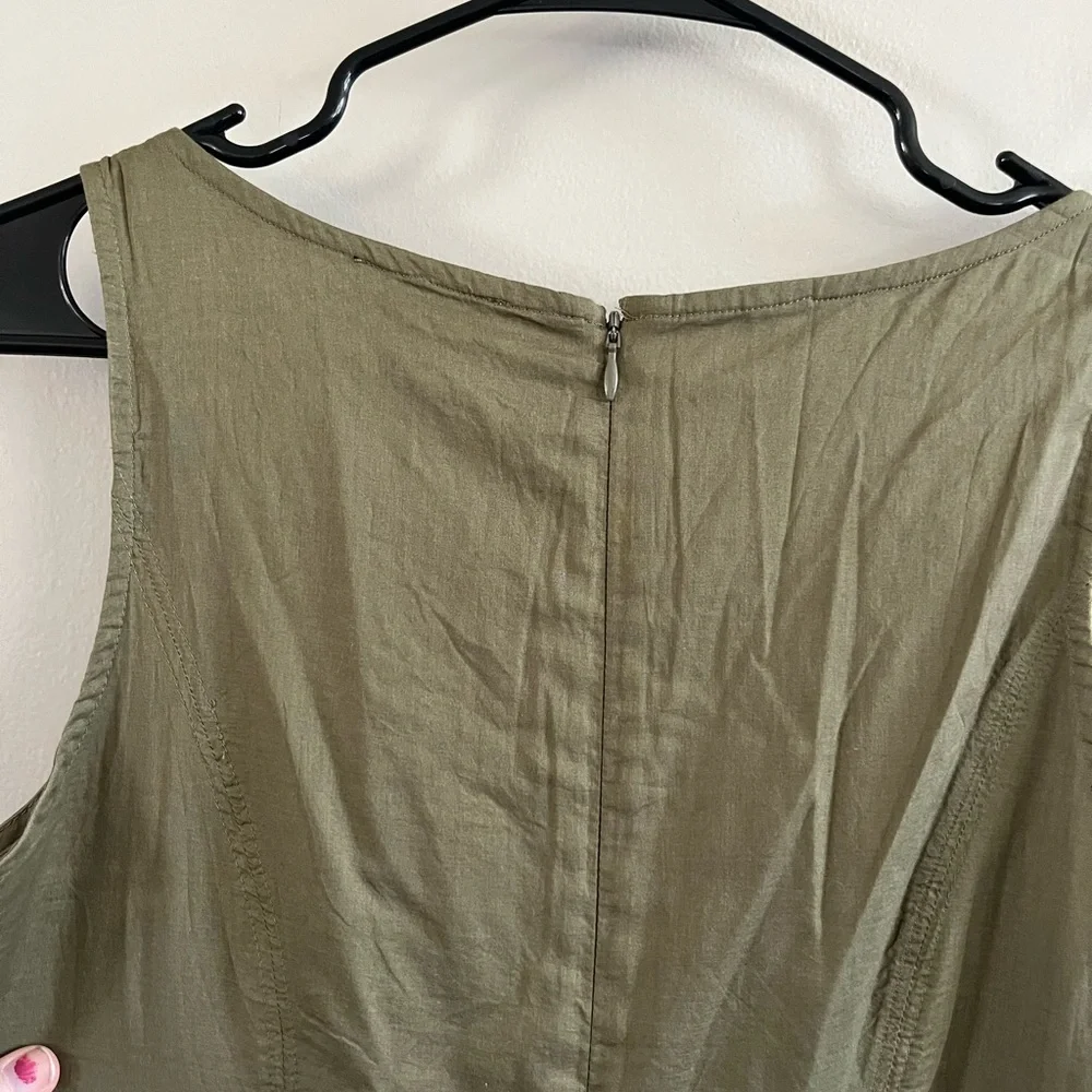 J. Crew Olive Green Midi Dress with Lace Trim